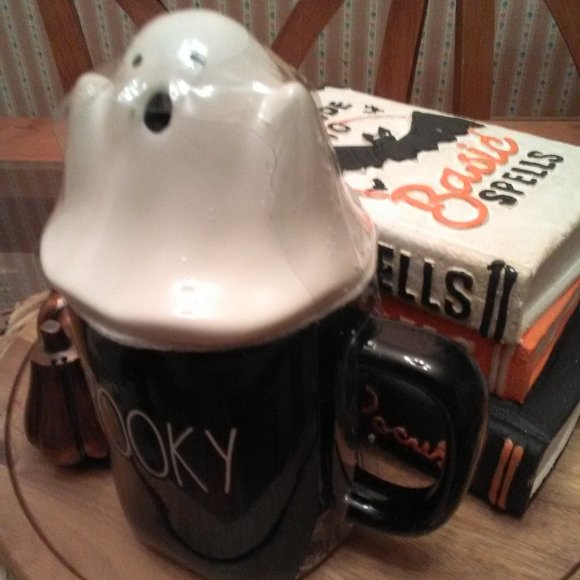 BNIB RAE DUNN Spooky Ghost Mug with Topper - Picture 5 of 6